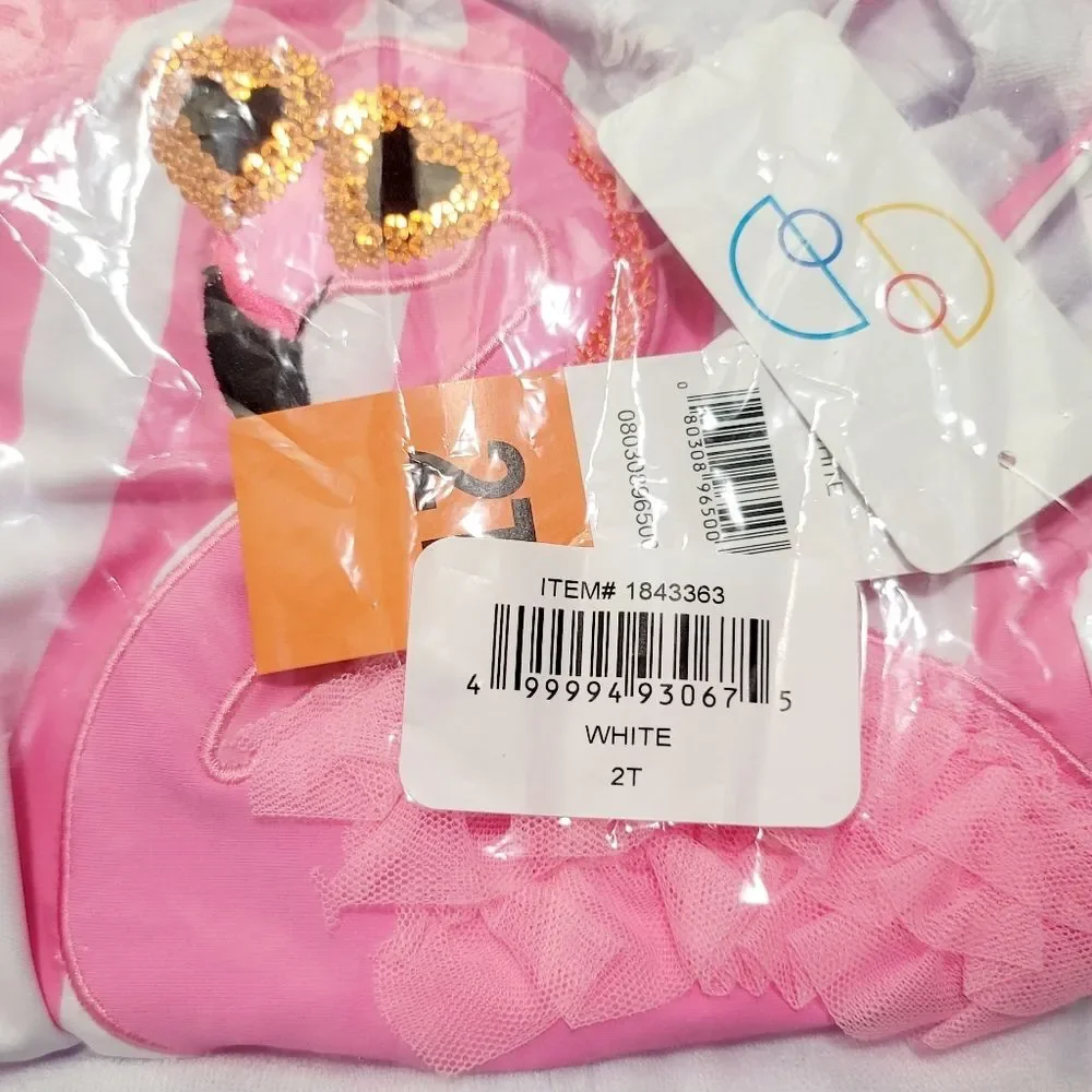 Flapdoodles 2T Pink Flamingo 2-piece Swim Set UPF Swimsuit + Coverup Dress NWT